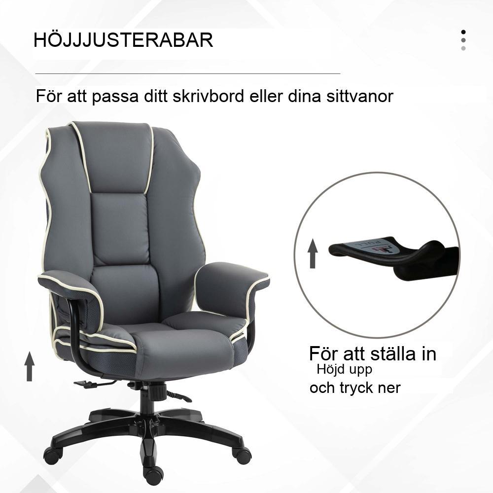 Ergonomisk liggande kontorsstol, justerbar höjd, modern och bekväm