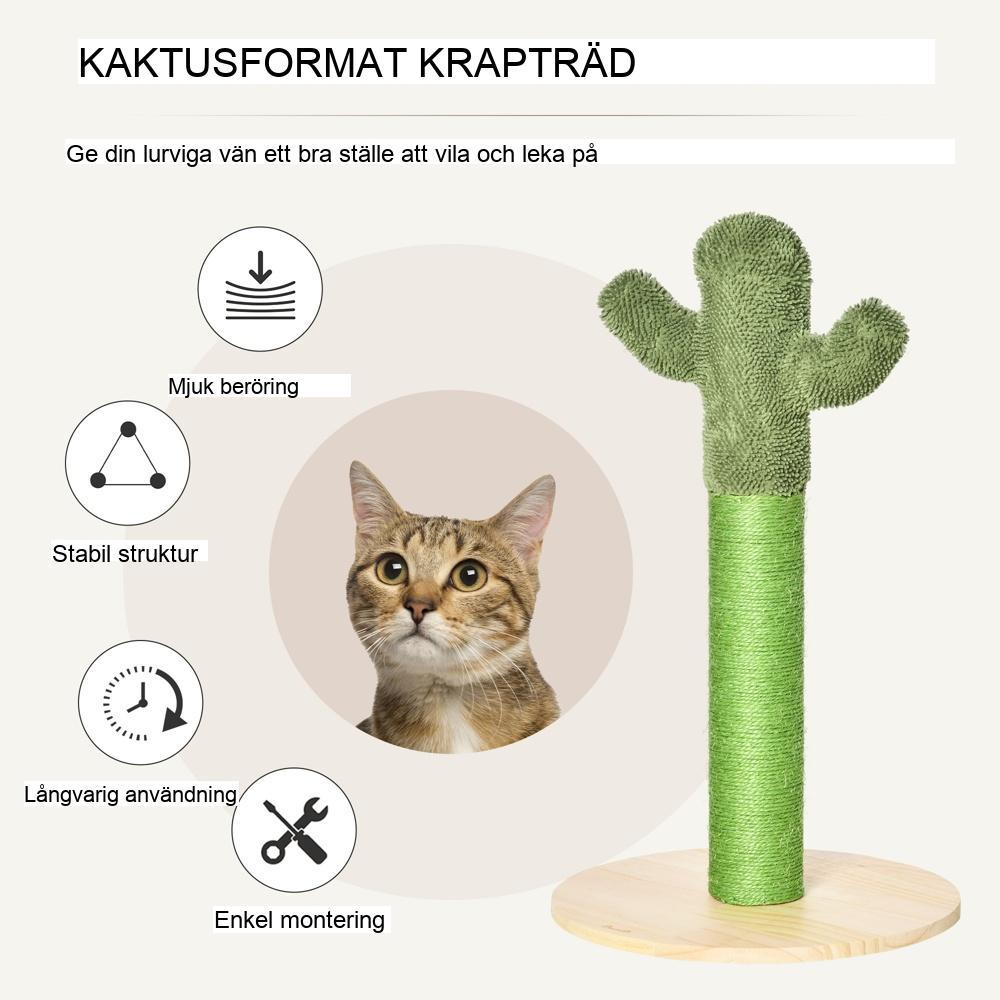 Kaktusskrapstolpe för katter – 65 cm sisal och tall, grön