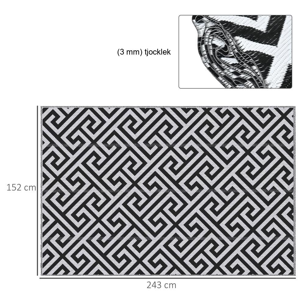Dubbelsidig vattentät altanmatta Svart Vit 152x243cm