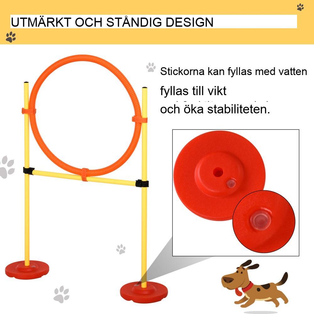 Justerbart hundagilityträningsset – hinderbana med tunnel, hoppbåge och slalomstavar