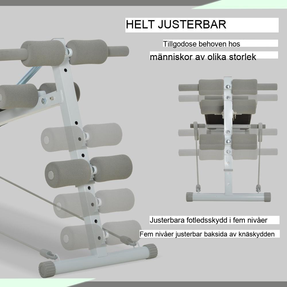 Vikbar sittbänk med motståndsband, justerbar för hemmaträning