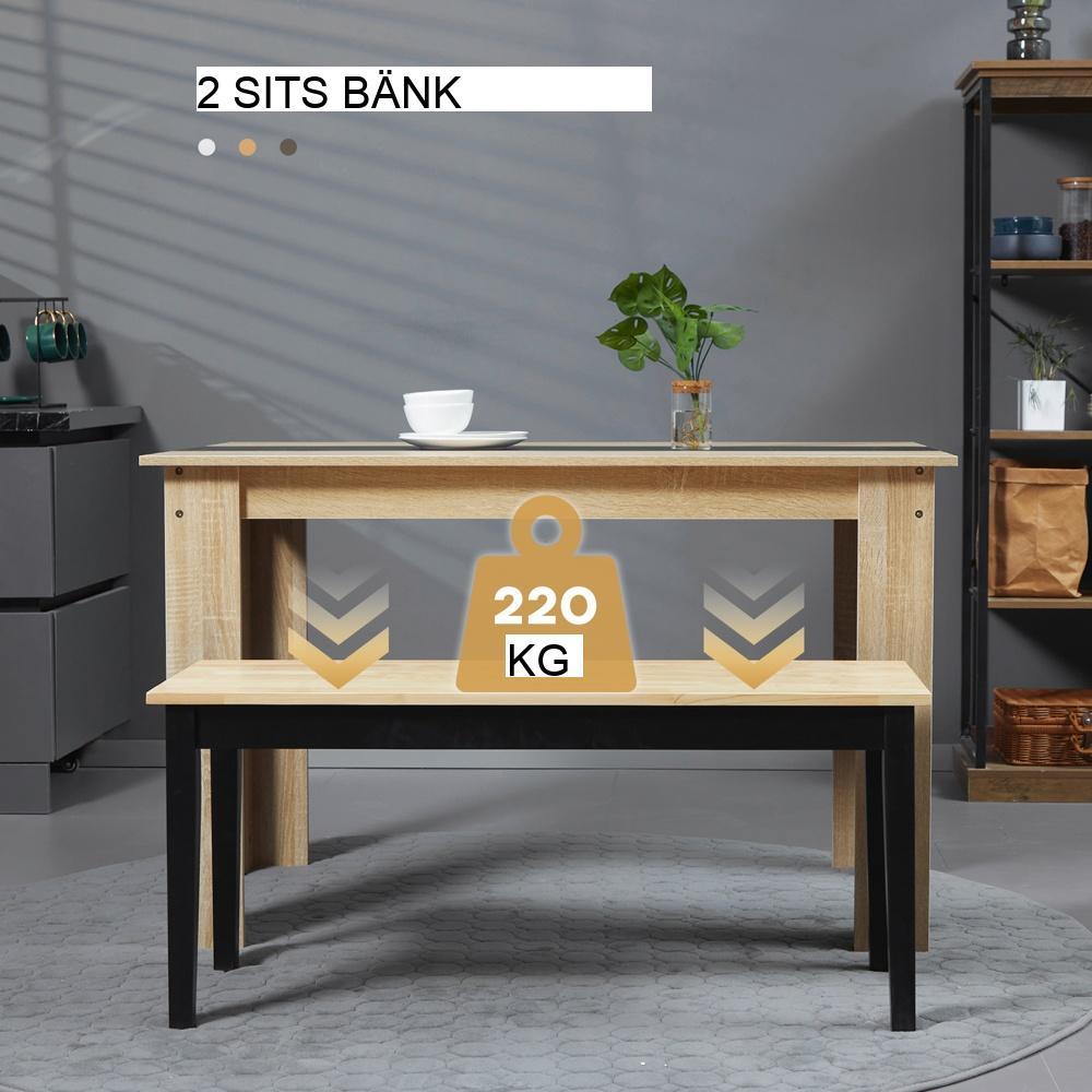 Modern matsalsbänk i furu, 2 platser, kapacitet 220 kg