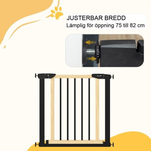 Automatisk stängning av hundskydd, 75-82cm, svart träfinish