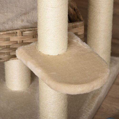 XXL Rattan Cat Tree med skrapstolpe, grotta och lägenhet