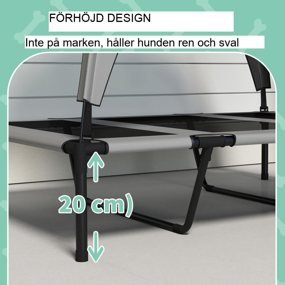 Förhöjd hundsäng med kapell, andningsbar och vattentät för stora hundar, ljusgrå