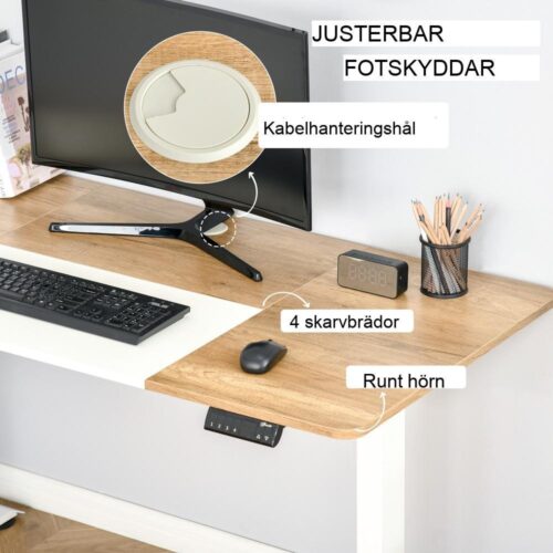 Elektriskt stående skrivbord | Höjdjusterbar med 4 förinställningar | Modern design