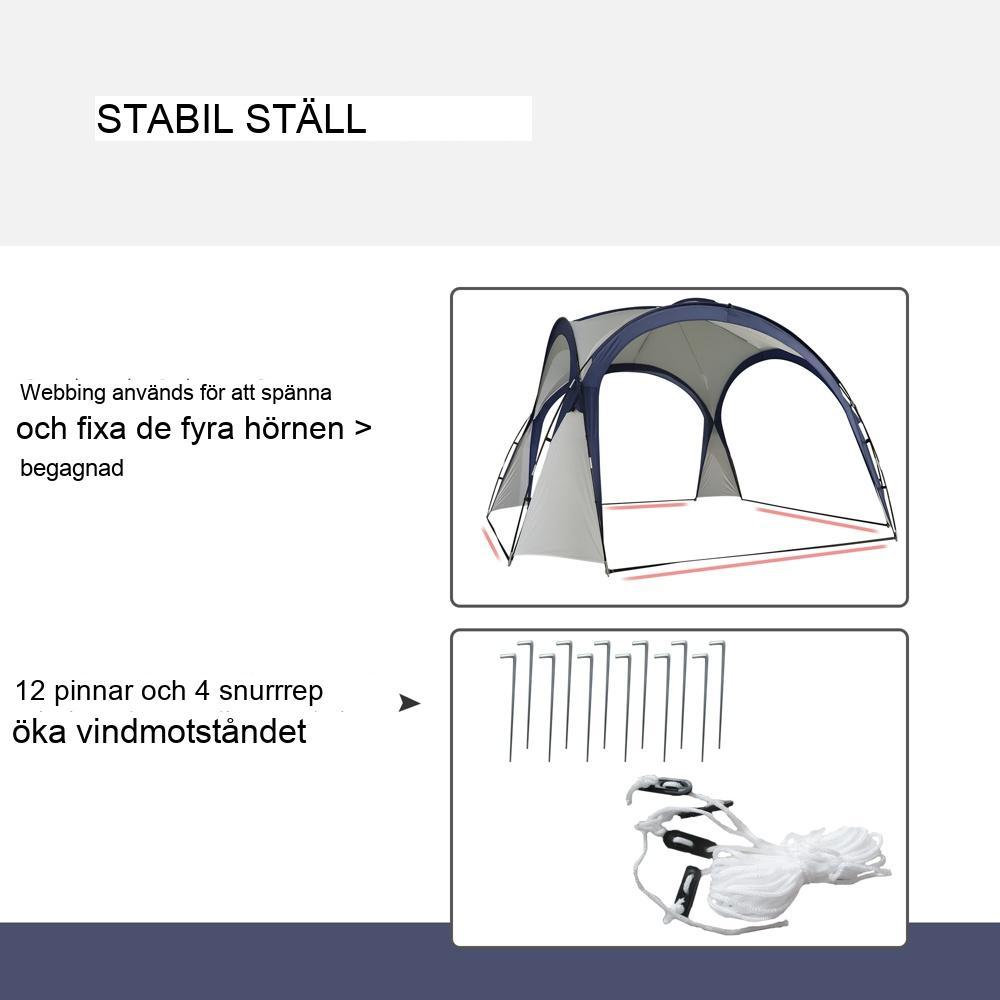 Gräddvitt och blått solskydd – 3,5×3,5 m lusthus med glasfiberstolpar