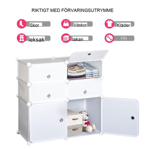 Vitt modulärt skoskåp med förvaringslådor, 75x37x73cm