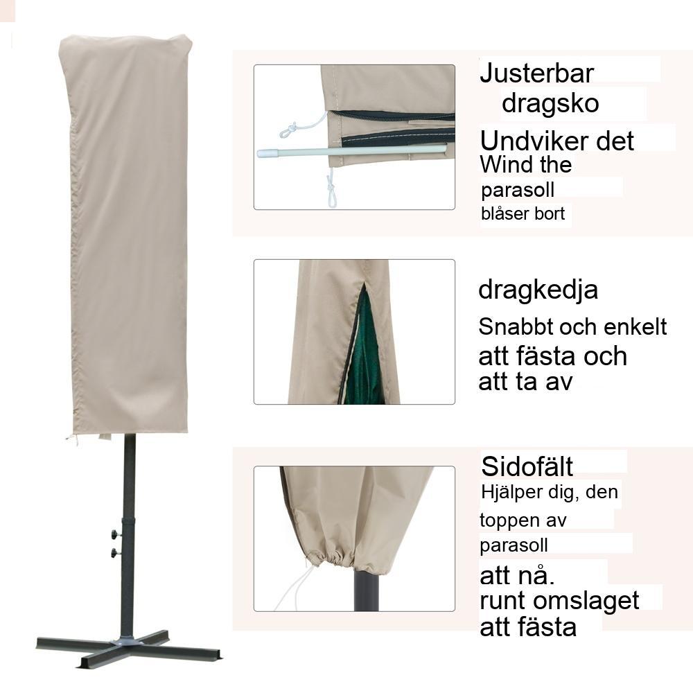 Väderbeständigt Cantilever Parasollskydd, vindtätt, Khaki, Ø63 x 164 cm