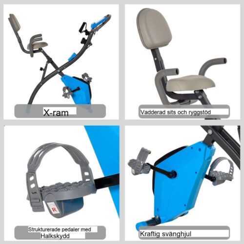 2-i-1 magnetisk motionscykel med LCD-skärm och spännlinor