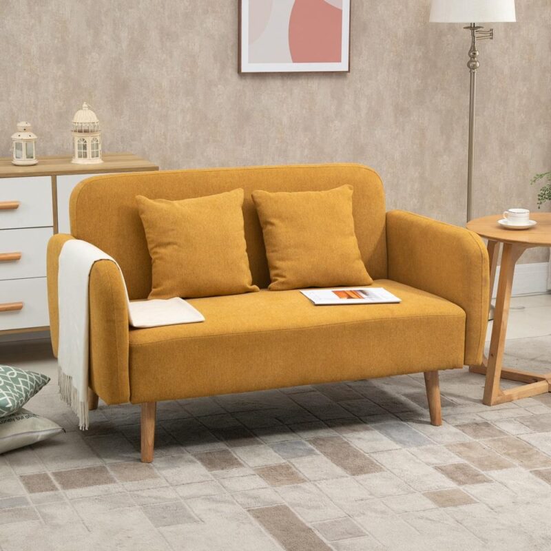 Mysig Velvet Loveseat med justerbara fotstöd, 2-sits soffa kompakt design