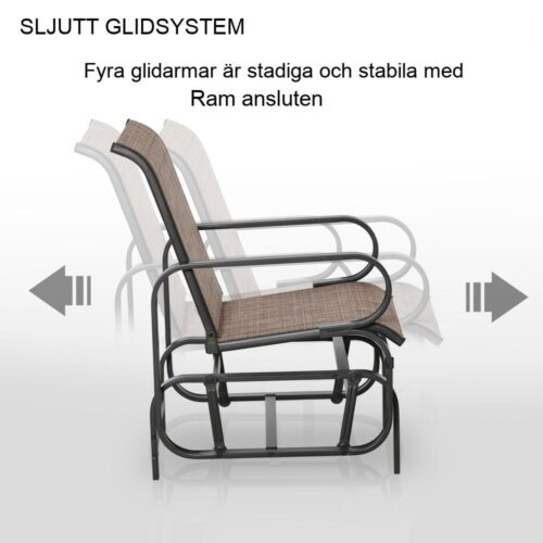 Stål Texteline gungstol Trädgårdsgunga – Brun – Patio Relaxer