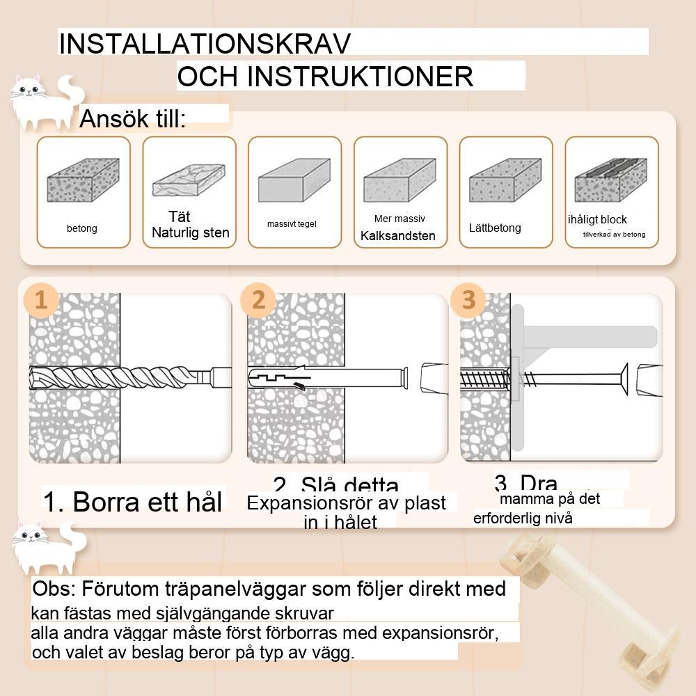 Beige kattklätterväggsset, 4-delat med skrap- och lekplattformar