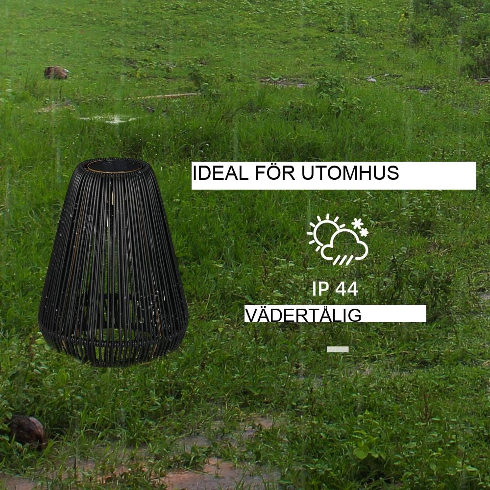 Vattentät Solar Rotting Path Light med Dusk Sensor – Svart LED Trädgårdslampa