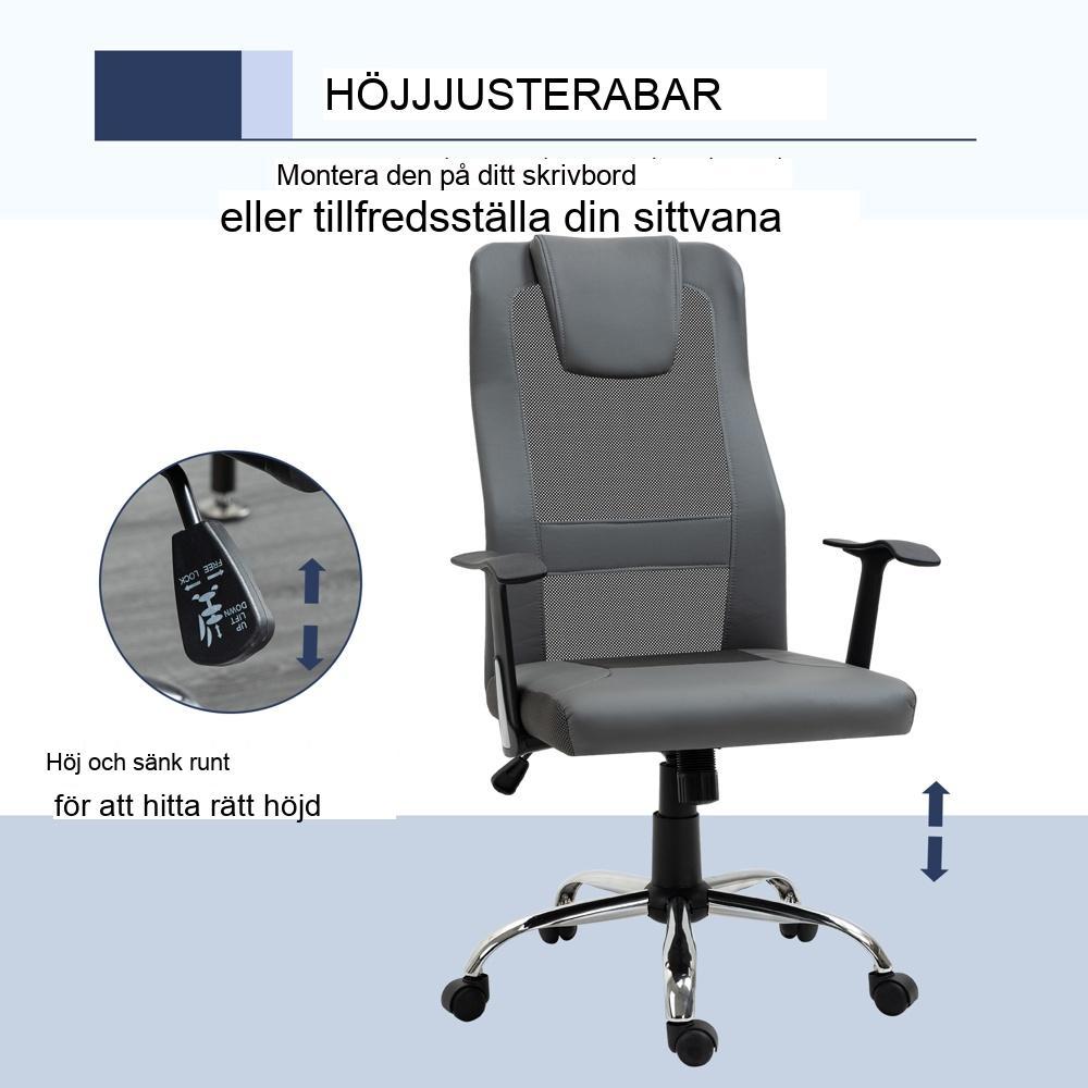 Ergonomisk kontorsstol med gungande, höjdjusterbar och 360° rotation