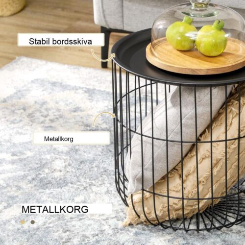 Scandi Style Soffbordsset med förvaring, svart stål