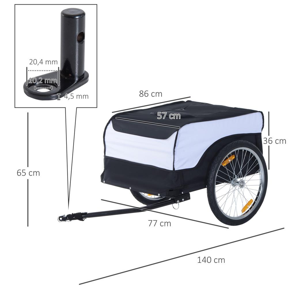 Heavy Duty hopfällbar cykelvagn 40 kg Kapacitet Stål och Oxford Vit/Svart