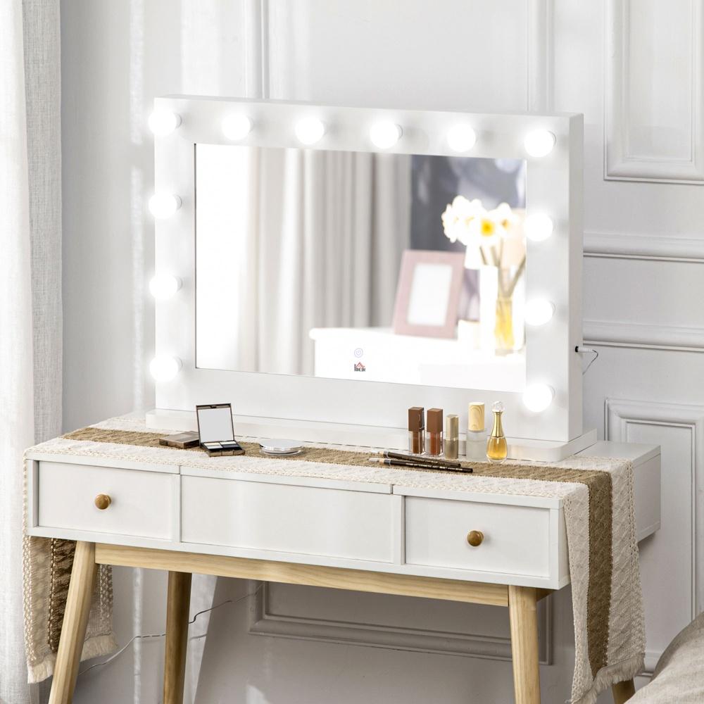 Hollywood Mirror med dimbara LED-lampor, minnesfunktion och pekkontroll