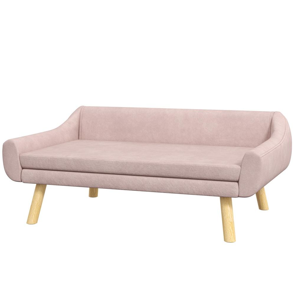 Pink Velvet Dog Sofa – Snygg och bekväm soffa för medelstora hundar