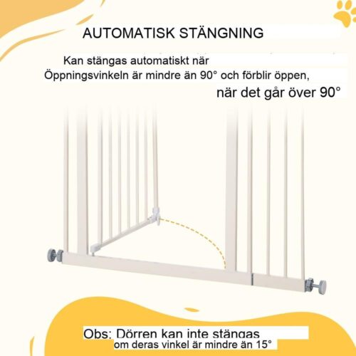 Justerbar hundsäkerhetsgrind i metall med dubbellås och automatisk stängning