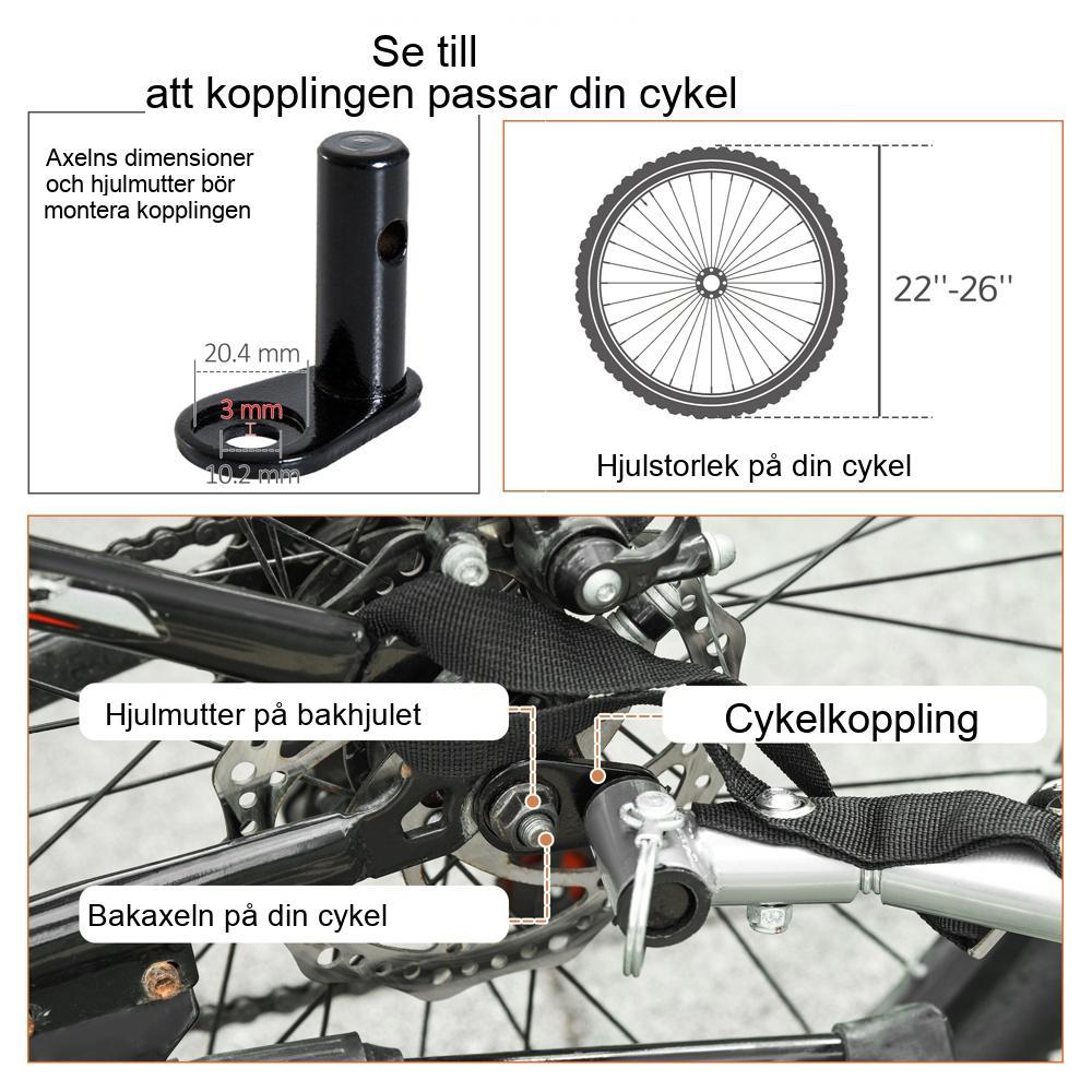 Röd barncykelvagn för 2 barn med flagga, regnskydd och upphängning