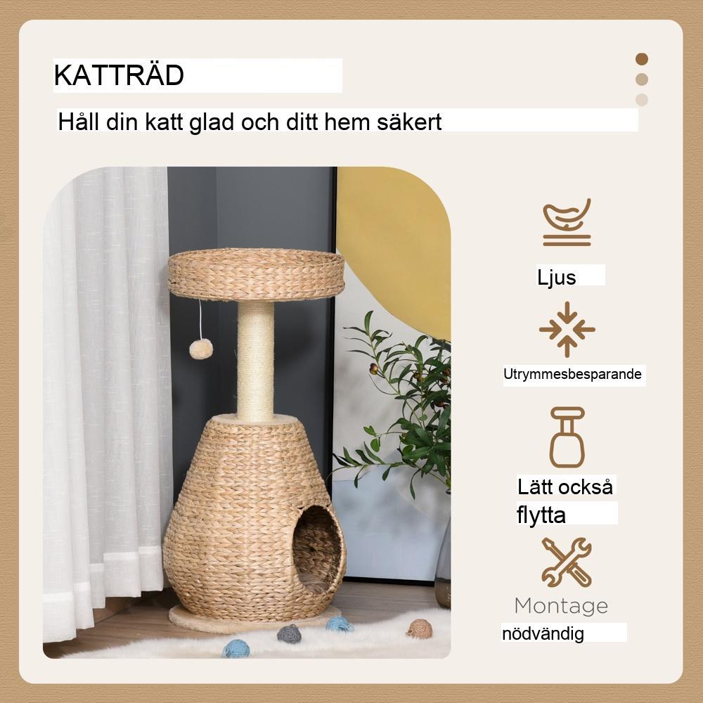 Färgglad skrapstolpe med Cat Cave and Ball Toy – Små katter, upp till 5 kg