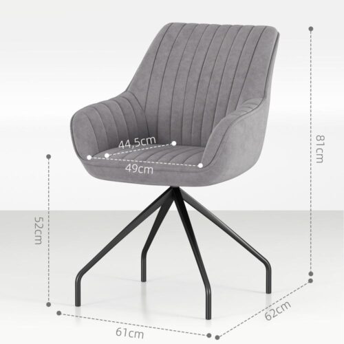 Mörkgrå Velvet Swivel Lounge Chair med armstöd för vardagsrum