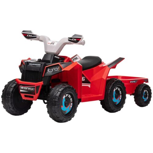 Red Kids Electric Quad med släp, växel framåt/back och slitstarka hjul (1,5-3 år)