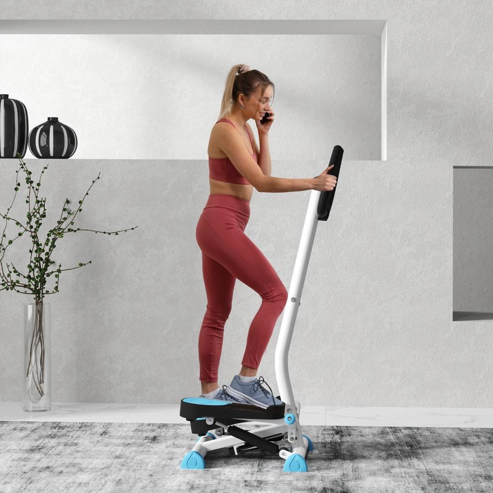 Stepper Fitness Swing Stepper med LCD-skärm blå, hemmatränare upp till 100 kg