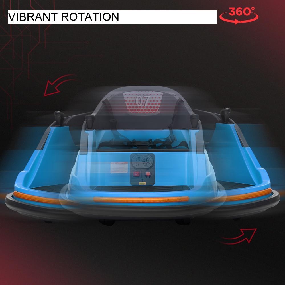 Elbil med elektrisk stötfångare för barn, musik och LED-ljus, 360° rotation, säkerhetsbälte