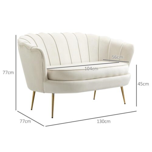 Cream Velvet 2-sits soffa – retrostil, bekväma sittplatser