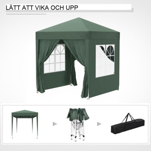 Heavy Duty Steel Gazebo Shelter | Bärbart 2x2m partytält med avtagbara väggar