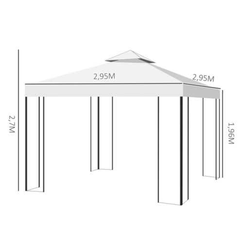 Elegant Leaf Design Steel Garden Gazebo, vattentätt uteplats partytält, 2,95×2,95m