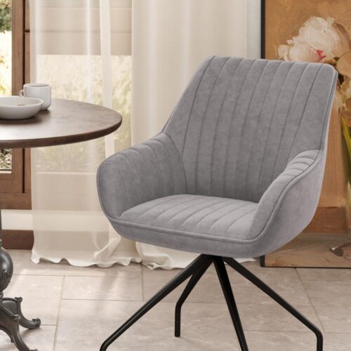 Mörkgrå Velvet Swivel Lounge Chair med armstöd för vardagsrum