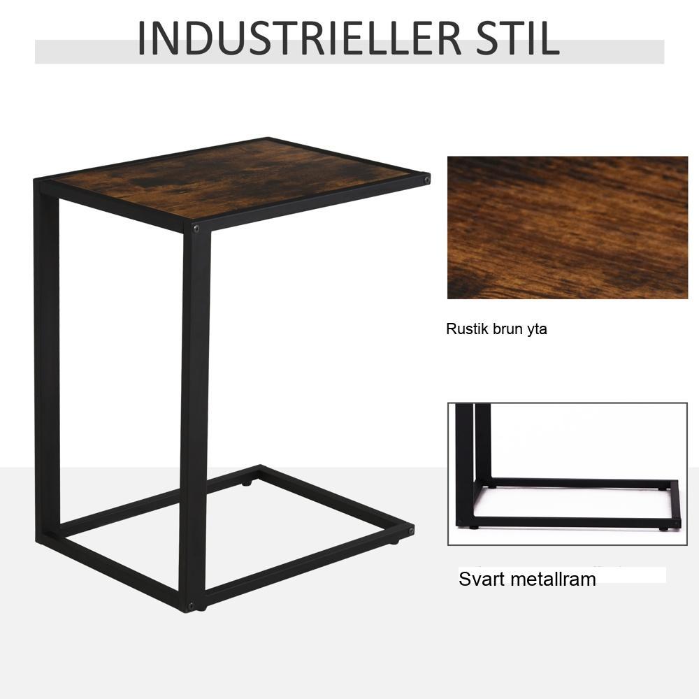 Industriellt C-format sidobord, metall och MDF, rustikt brunt, 40,6″ H