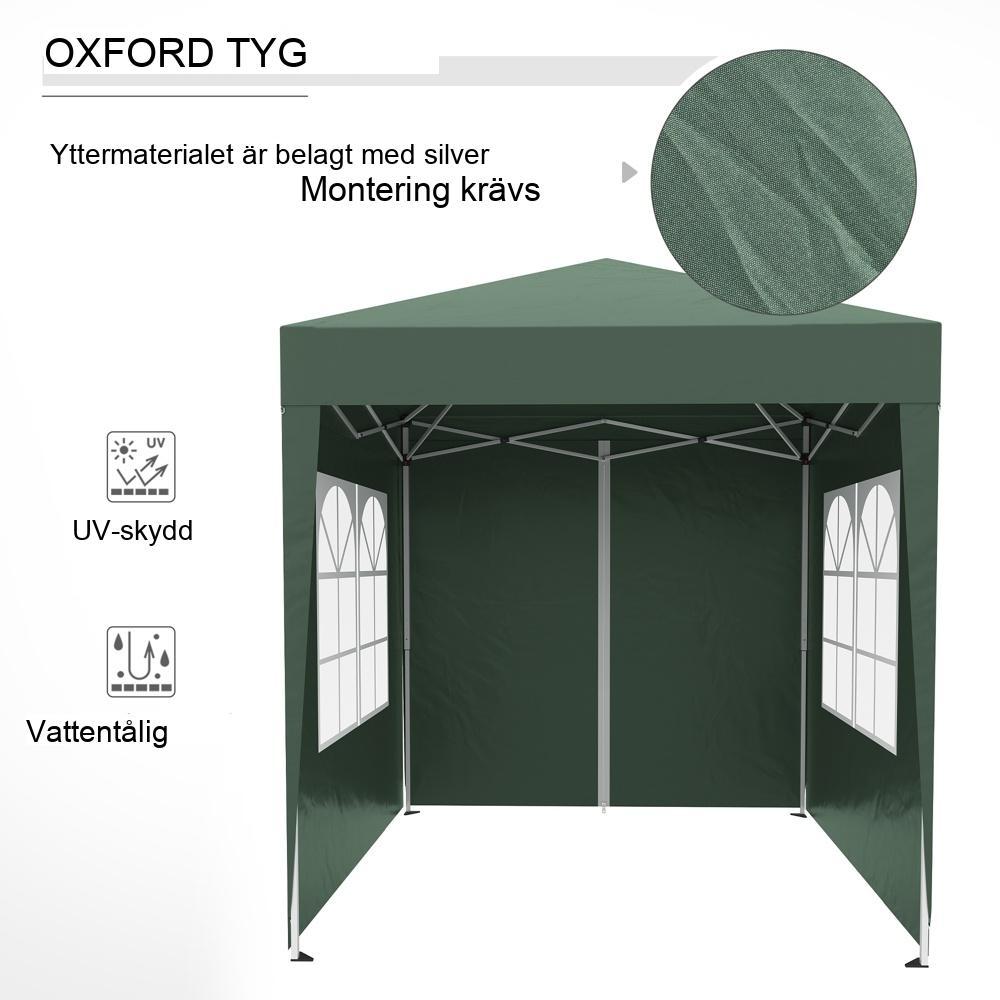 Heavy Duty Steel Gazebo Shelter | Bärbart 2x2m partytält med avtagbara väggar