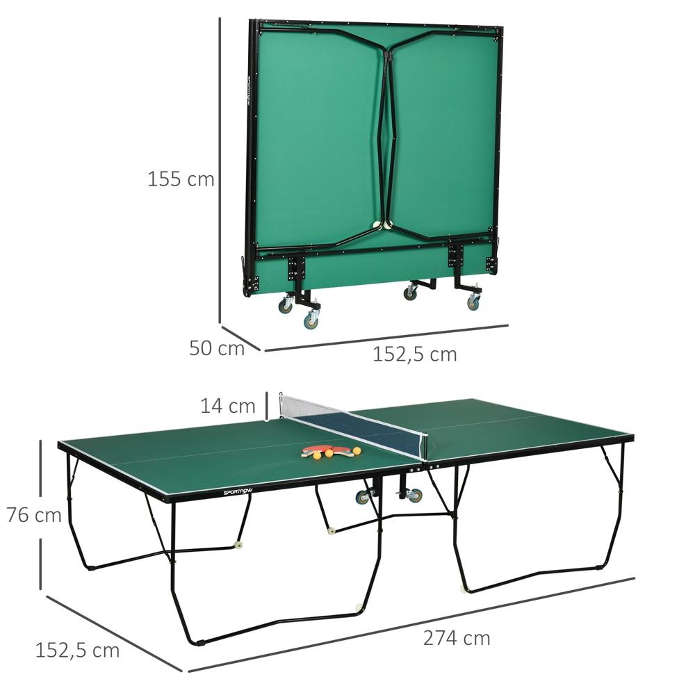 Vikbart inomhusbordtennisbord med hjul och tillbehör