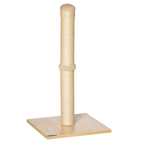 Sisal Cat Skrapstolpe Beige Ek 60cm Stall med Spånskiva Kula