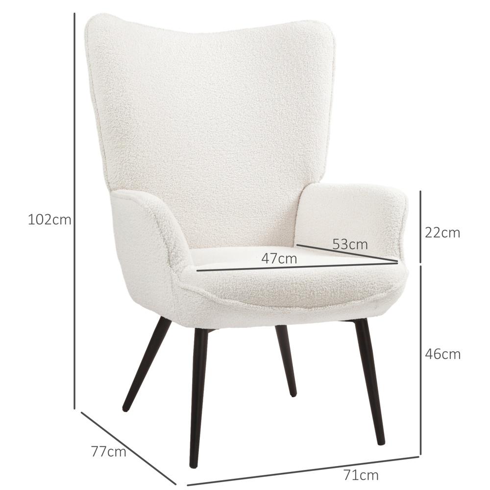 Krämvit Modern Wing Chair – Klädd vilstol med armstöd och metallben