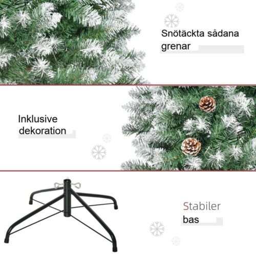 Realistisk 180 cm konstsnöjulgran med 630 grenspetsar