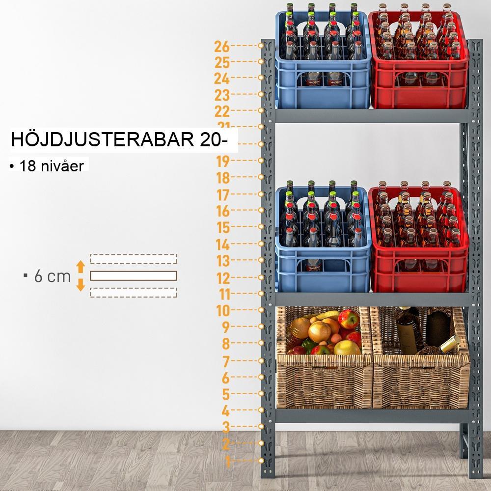 Stålgrå Dryckeslåda – Fristående förvaringshyllor (6 lådor)