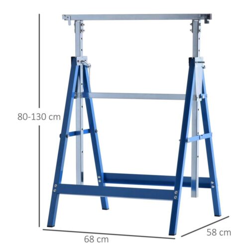 Heavy Duty hopfällbara ställningsbockar Set om 2 Justerbar till 200 kg Blå 68×58 cm