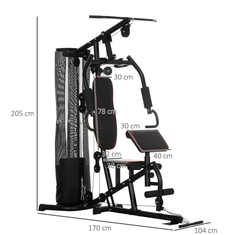 Hemmakraftverk med Lat Pull-Down, bröstpress och viktbänk