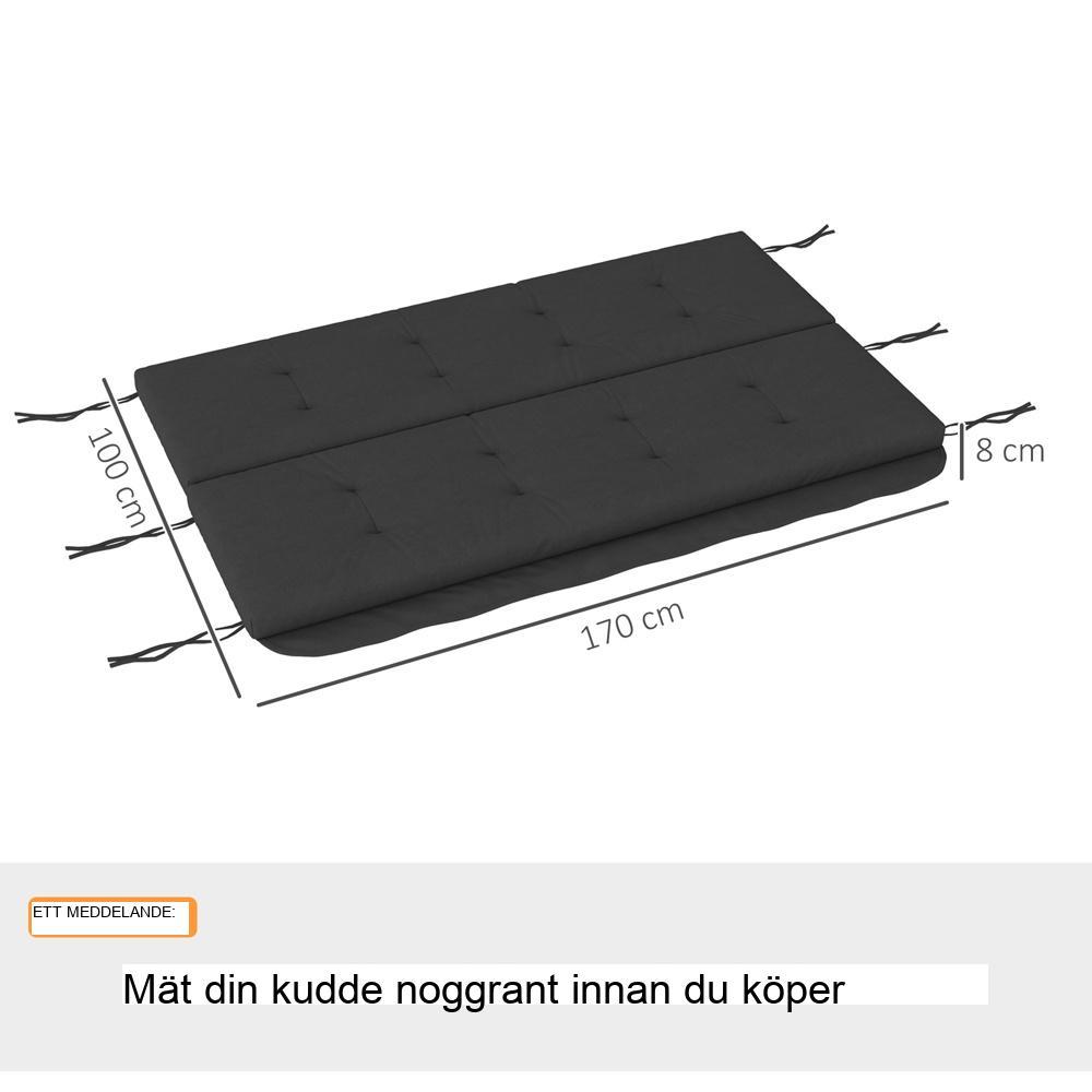 Mörkgrå kuddset för Hollywood Swing, 170 cm – Bekväm och väderbeständig