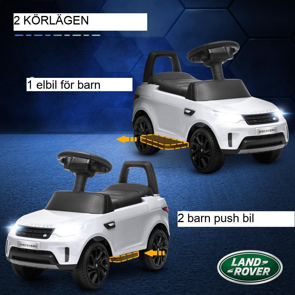 Land Rover Kids elbil med skjutläge och musik (vit)