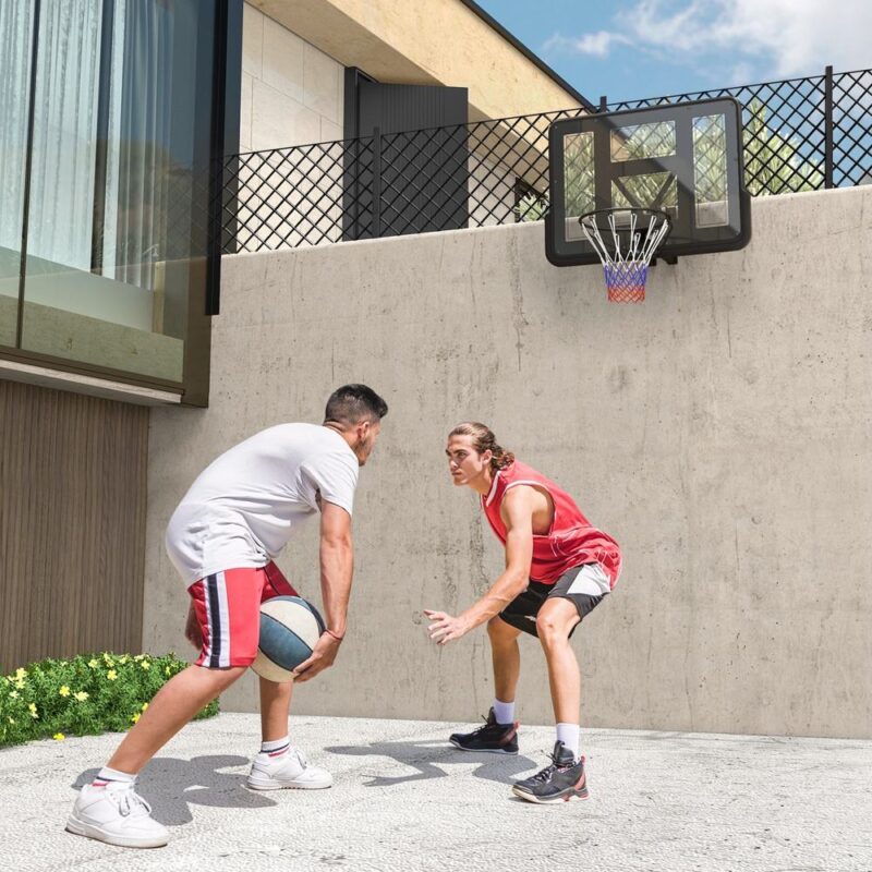 Svart inomhus/utomhus basketbåge – 45cm stålkorg, väggfäste