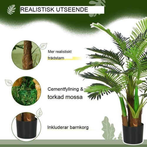 Realistiskt 100 cm konstgjord palm, 27 grenar, dekoration inomhus/utomhus