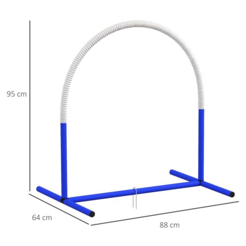 Bärbart 4-bågs Agility-set för hundar, blått och vitt, 88x64x95cm