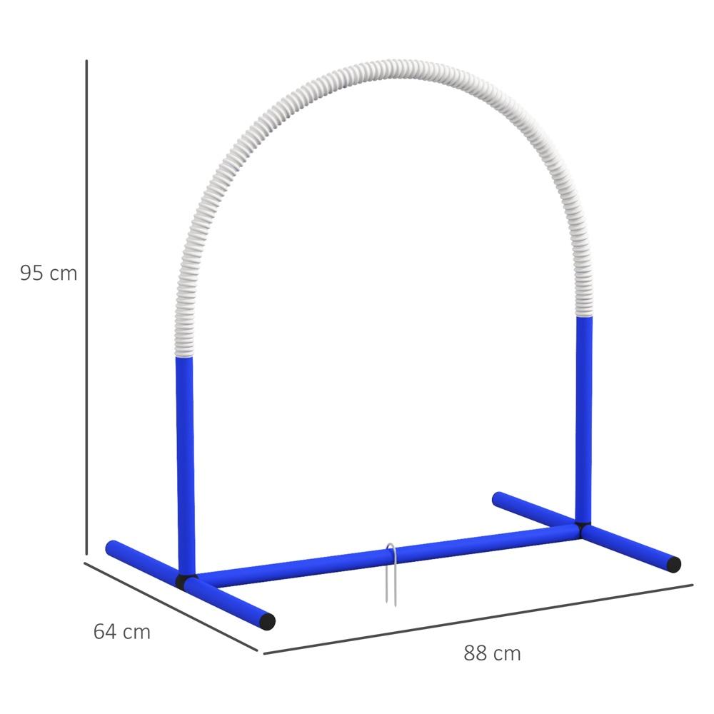 Bärbart 4-bågs Agility-set för hundar, blått och vitt, 88x64x95cm