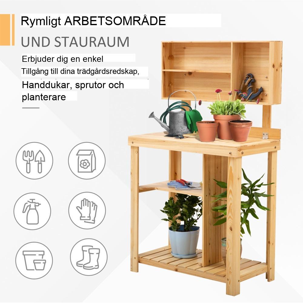 Gran Wood Plant Stand med hyllor för trädgård uteplats balkong